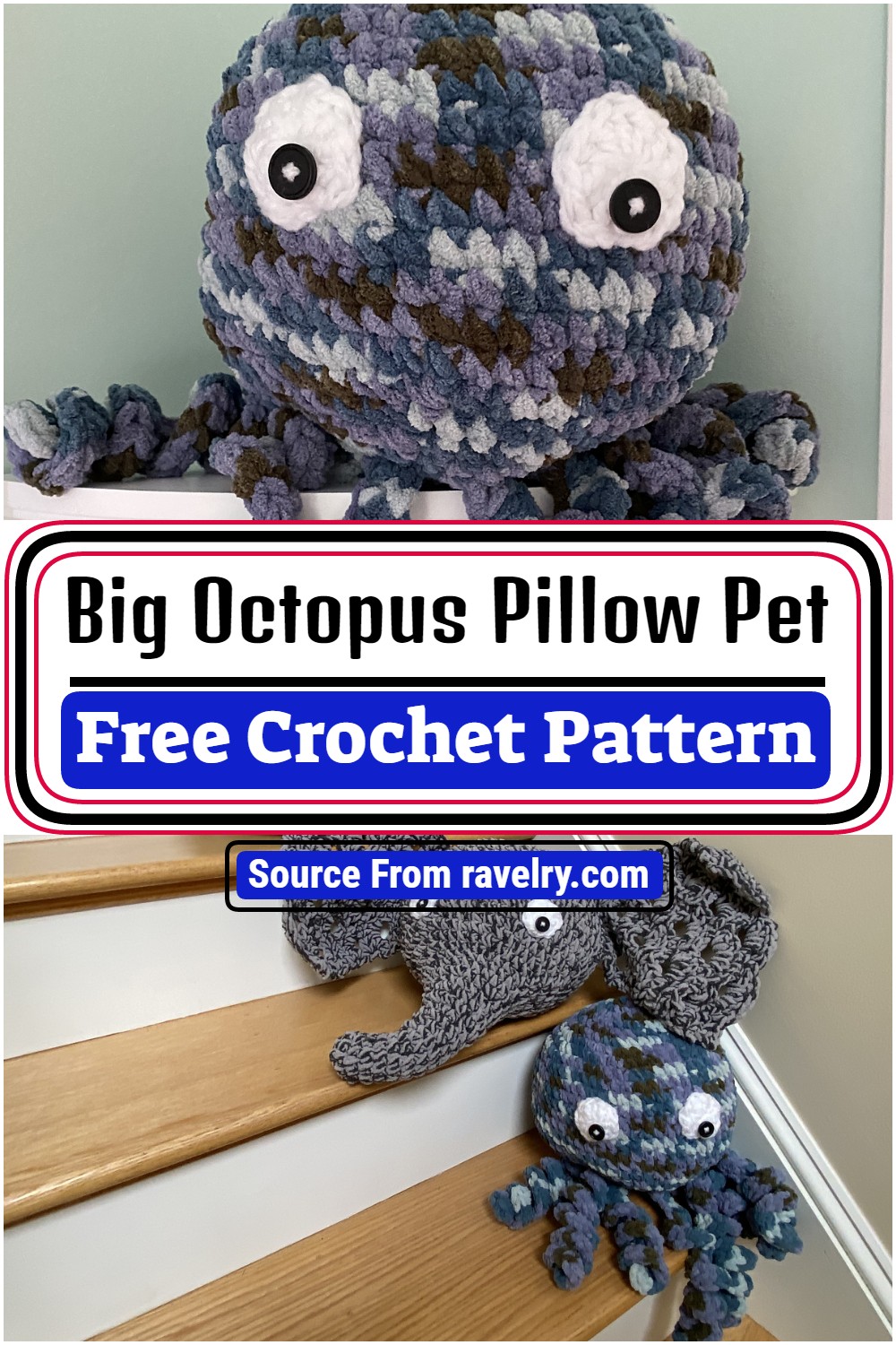 Big Crochet Octopus Pillow Pet Pattern