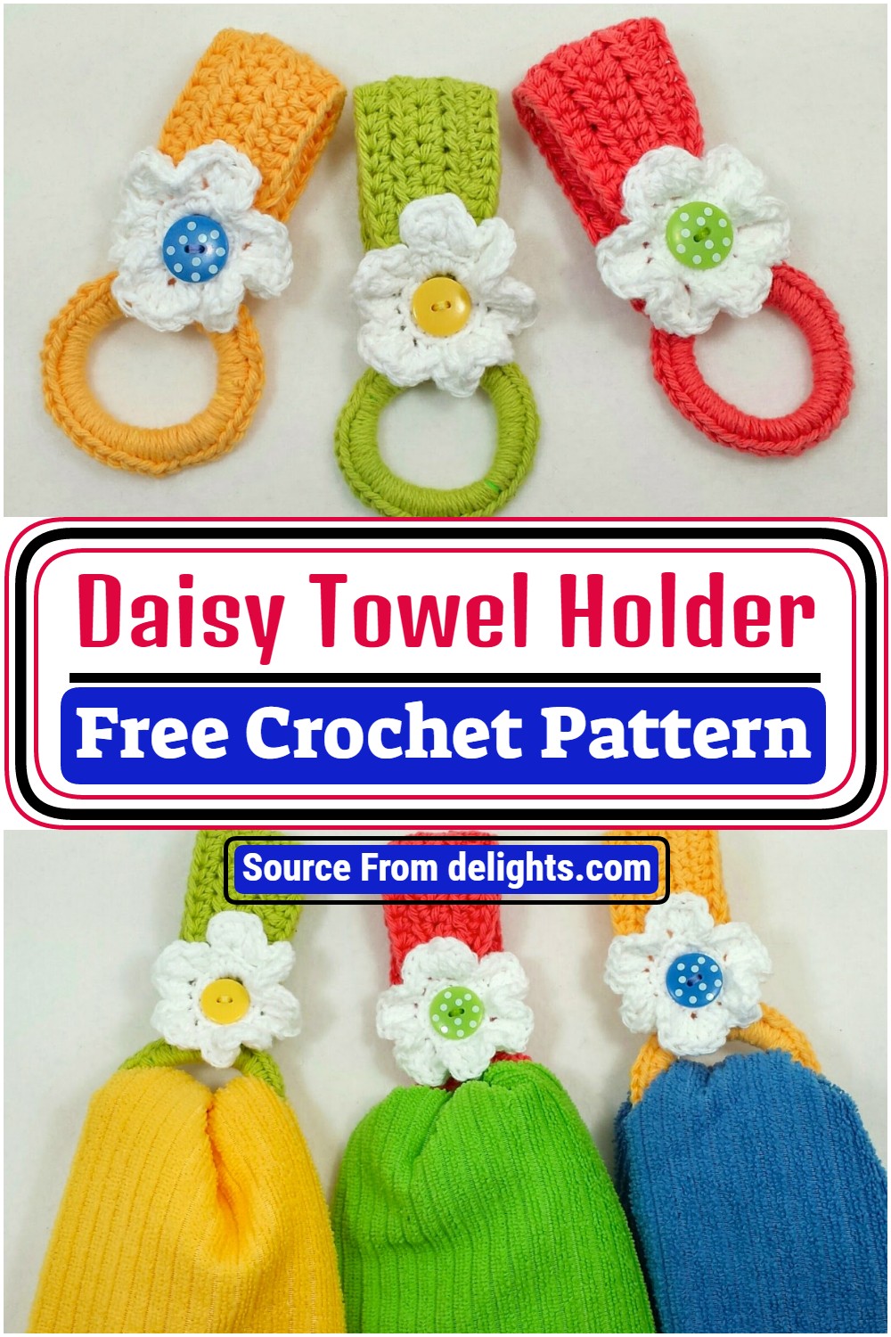 Free Crochet Daisy Towel Holder Pattern