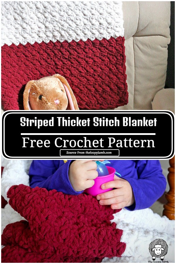 Free Crochet Striped Thicket Stitch Blanket
