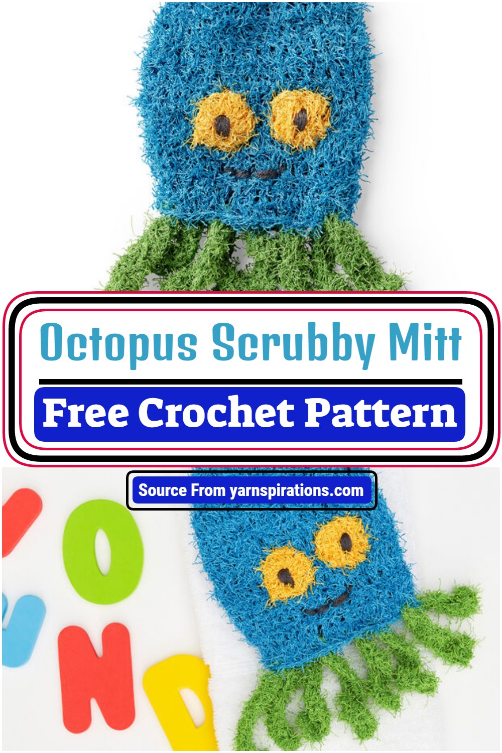 Octopus Crochet Scrubby Mitt Free Pattern