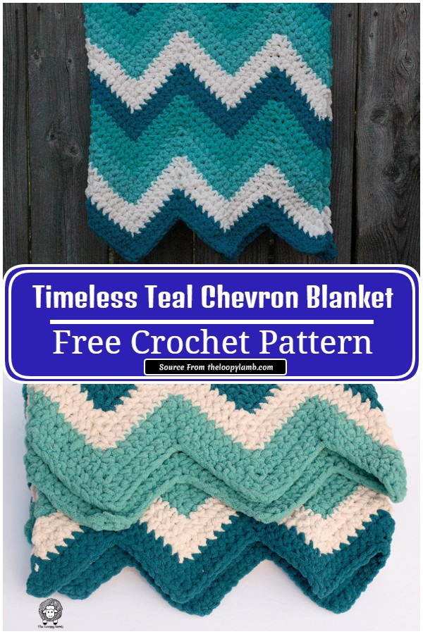 Quick To Make Crochet Timeless Teal Chevron Blanket Free Pattern