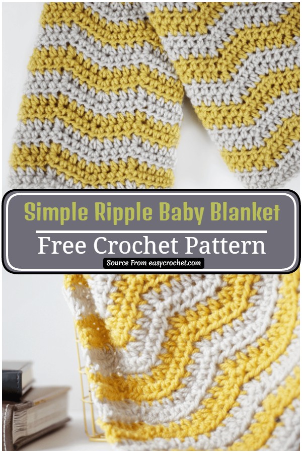 Simple Free Crochet Ripple Baby Blanket Pattern