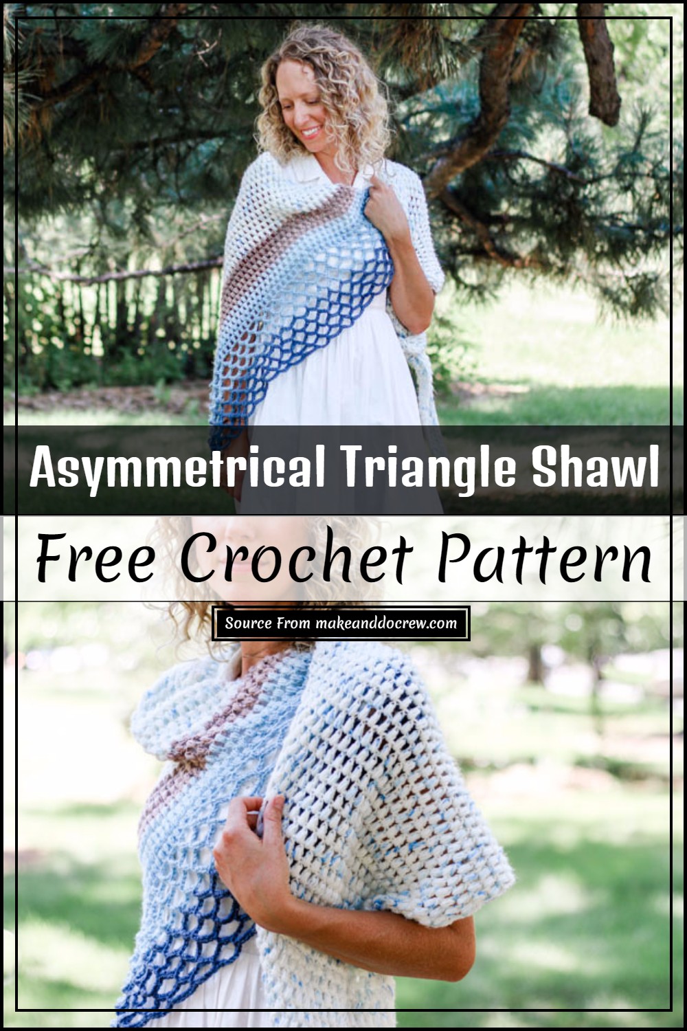 Asymmetrical Crochet Triangle Shawl Pattern
