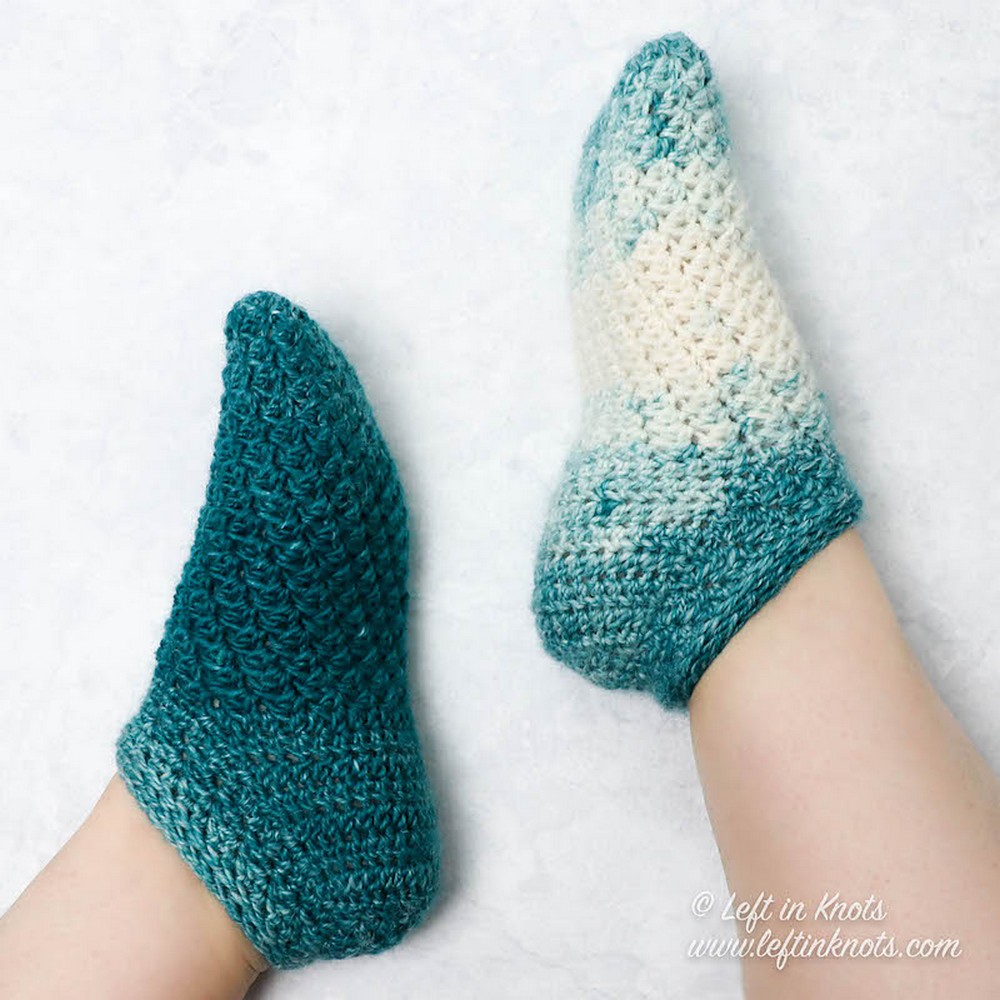 Crochet Snowball Slipper Socks