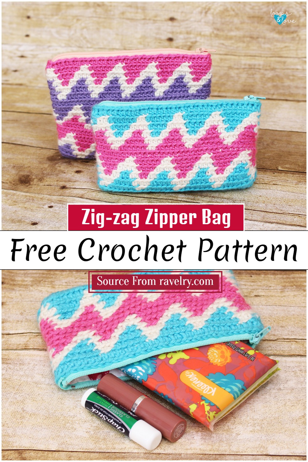 Crochet Zig-zag Zipper Bag Pattern