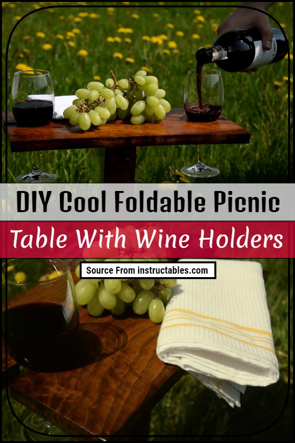 DIY Cool Foldable Picnic Table With Wine Holders