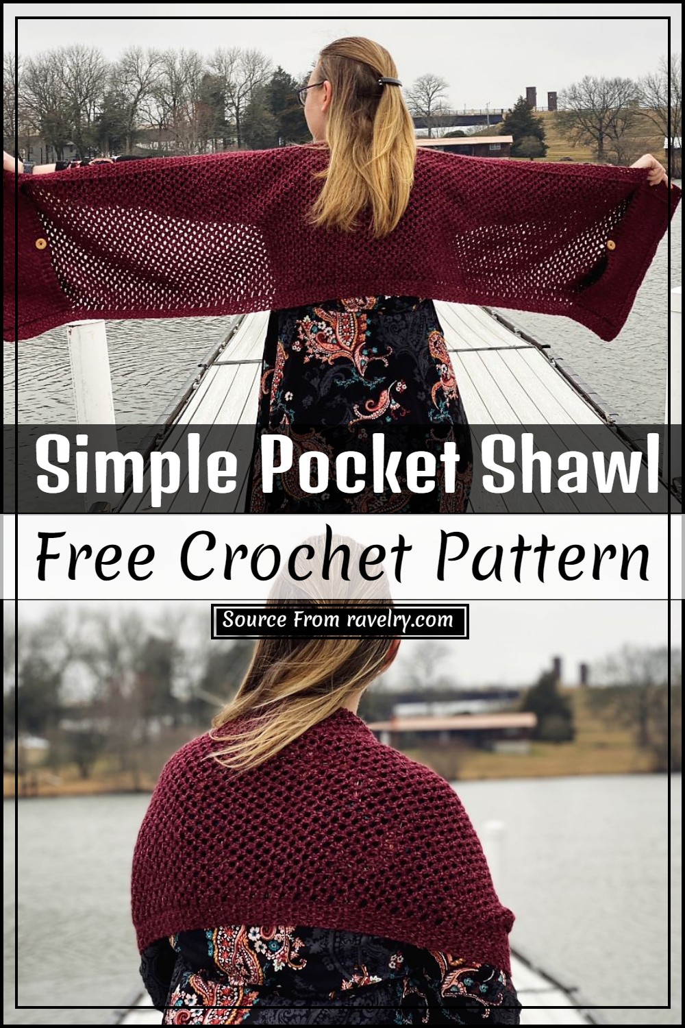 Free Crochet Simple Pocket Shawl Pattern