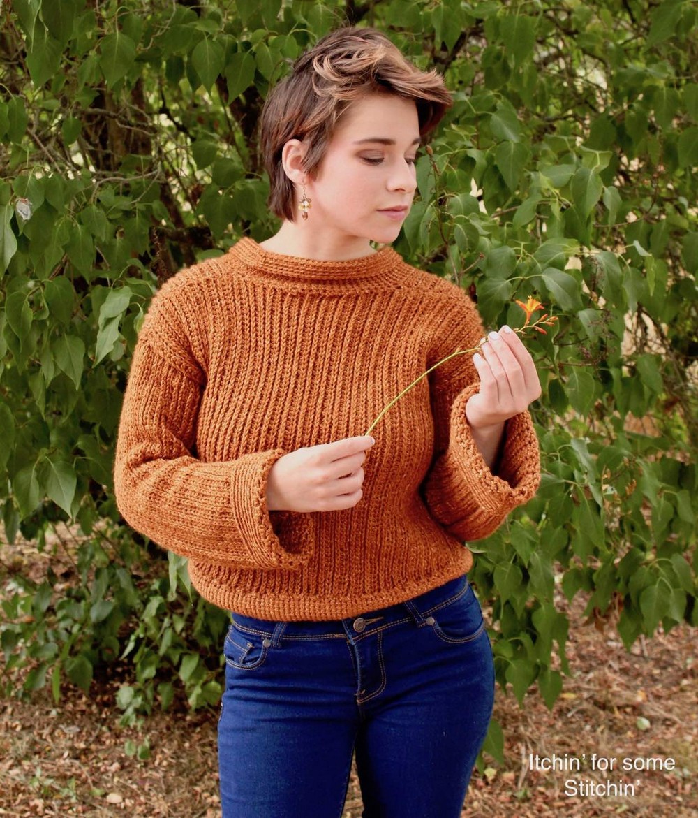 Cinnamon-spiced Ribbed Crochet Sweater Pattern