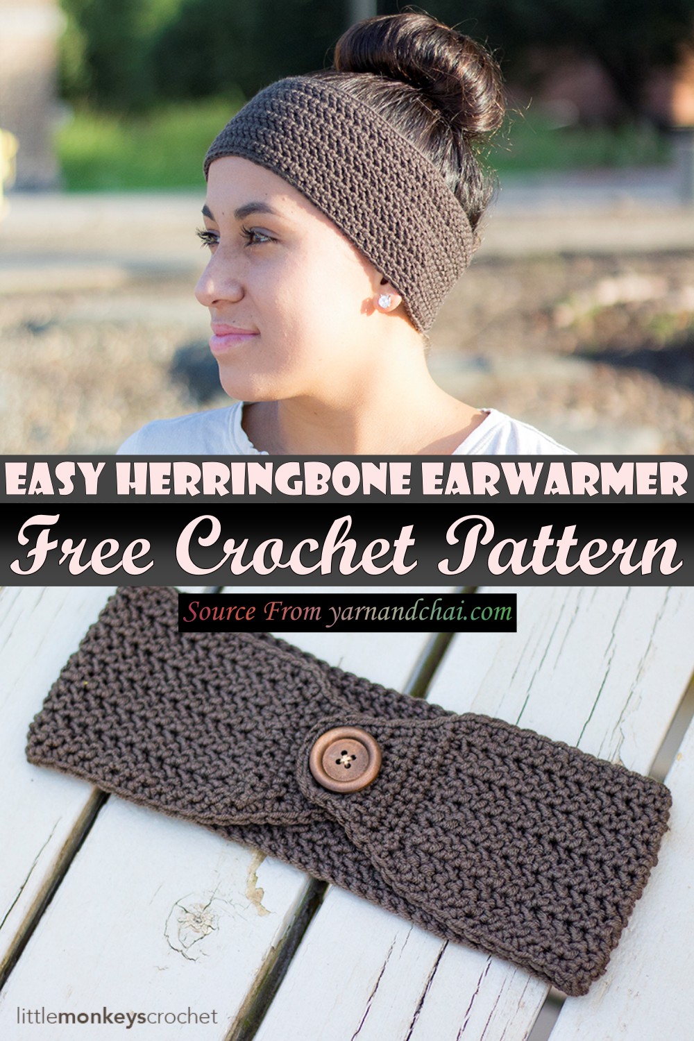 Crochet Easy Herringbone Earwarmer Pattern