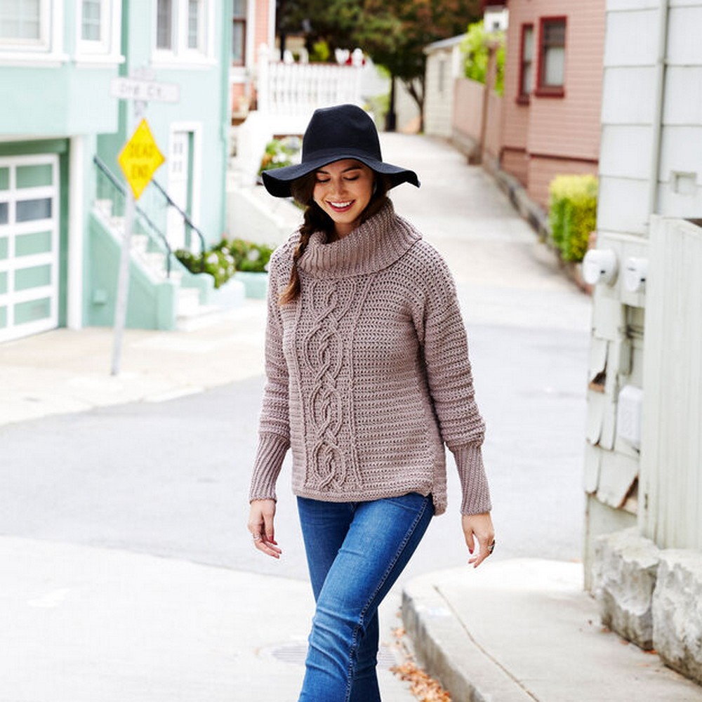 Crochet Entwined Chic Cable Sweater Pattern