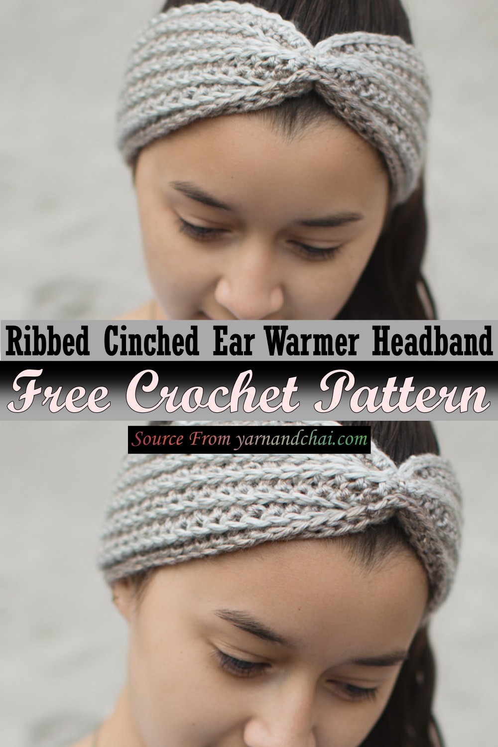 Crochet Ribbed Cinched Ear Warmer Headband Pattern