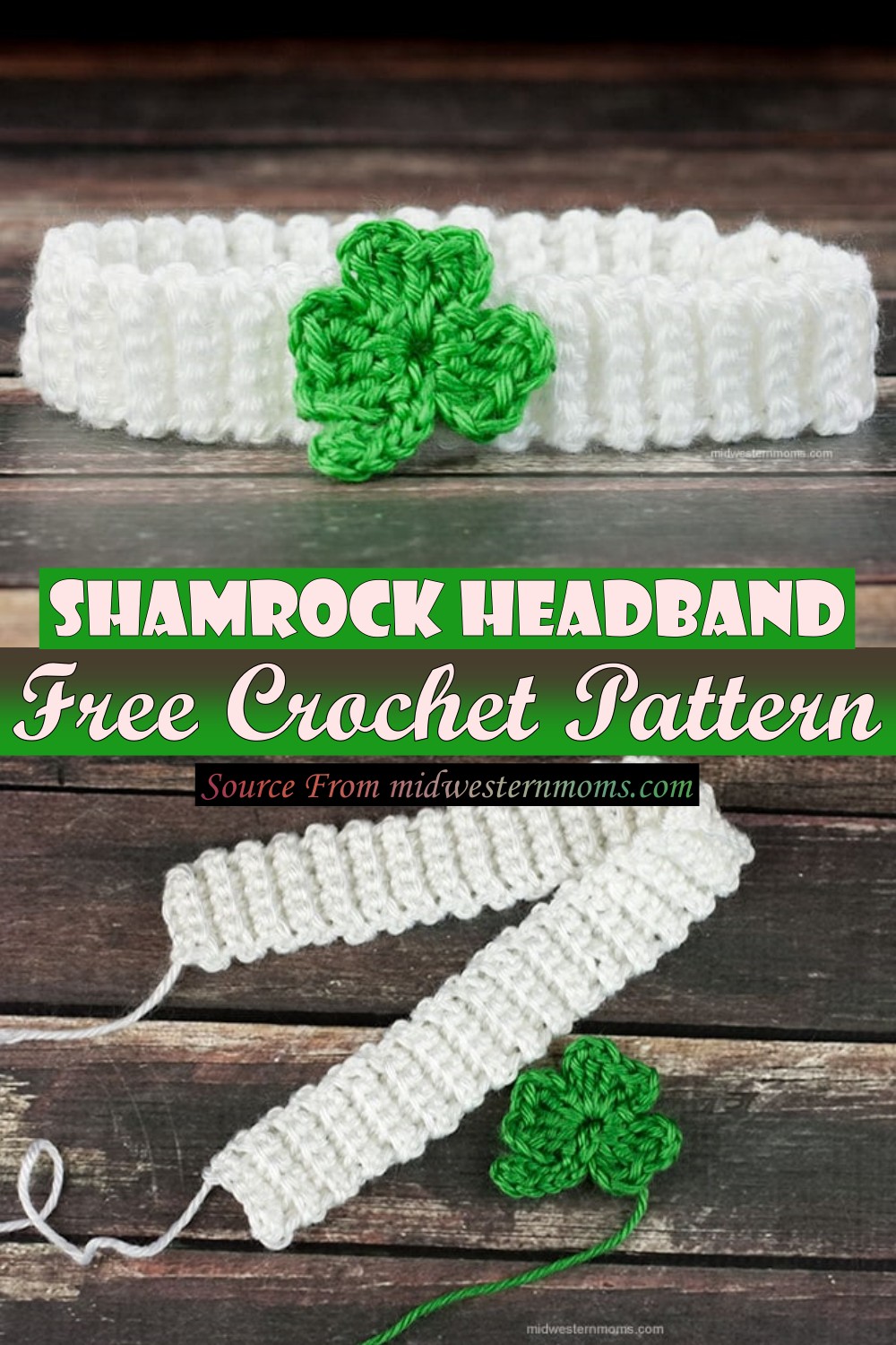 Crochet Shamrock Headband Pattern