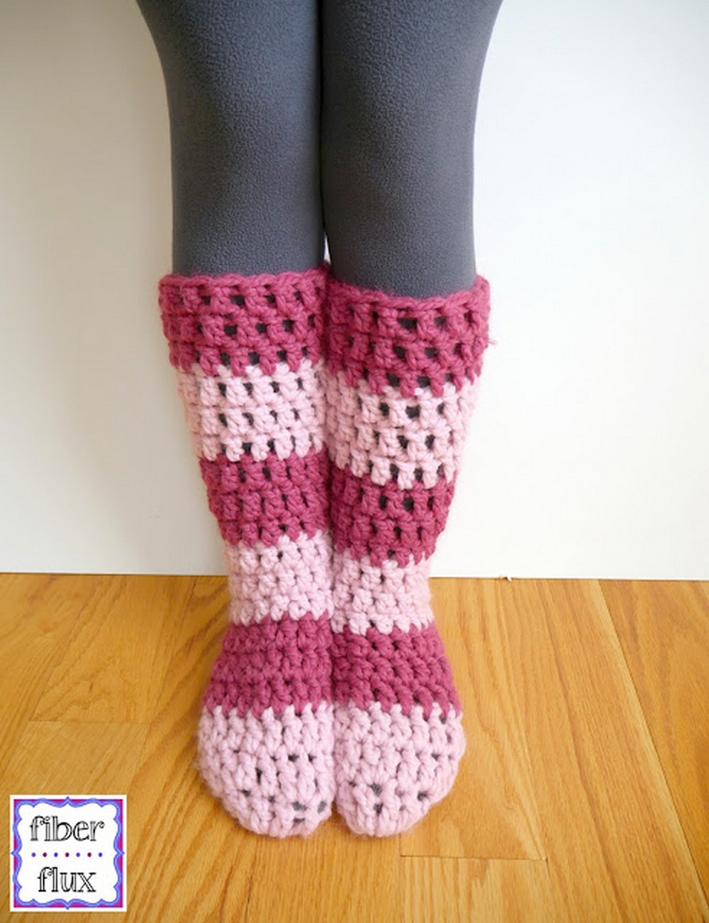 Crochet Strawberry Blossom Slipper Socks