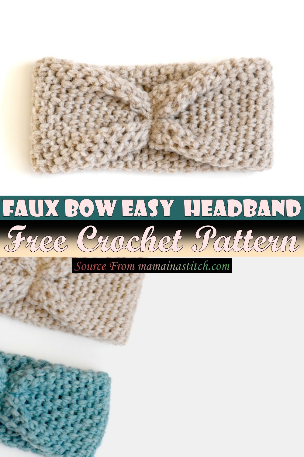 Faux Bow Easy Crochet Headband Pattern