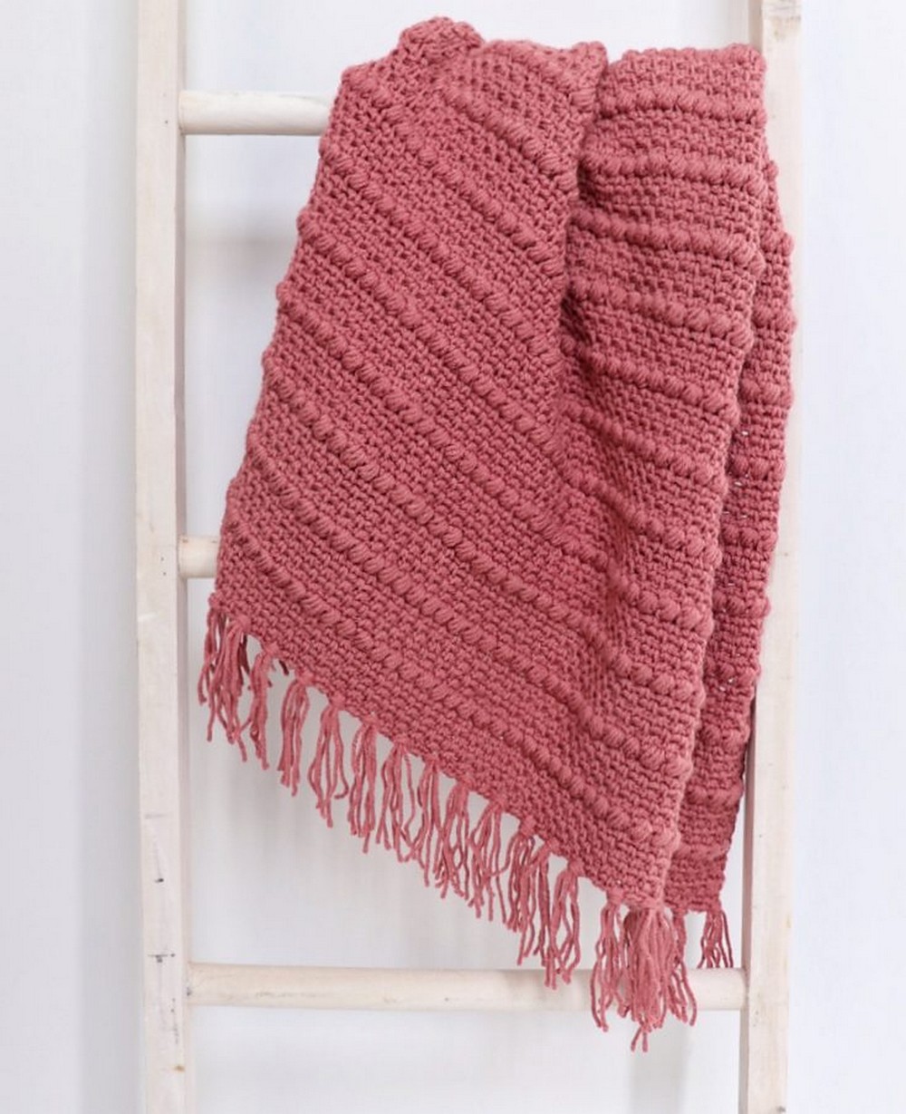 Free Crochet Boho Puff Stripes Blanket