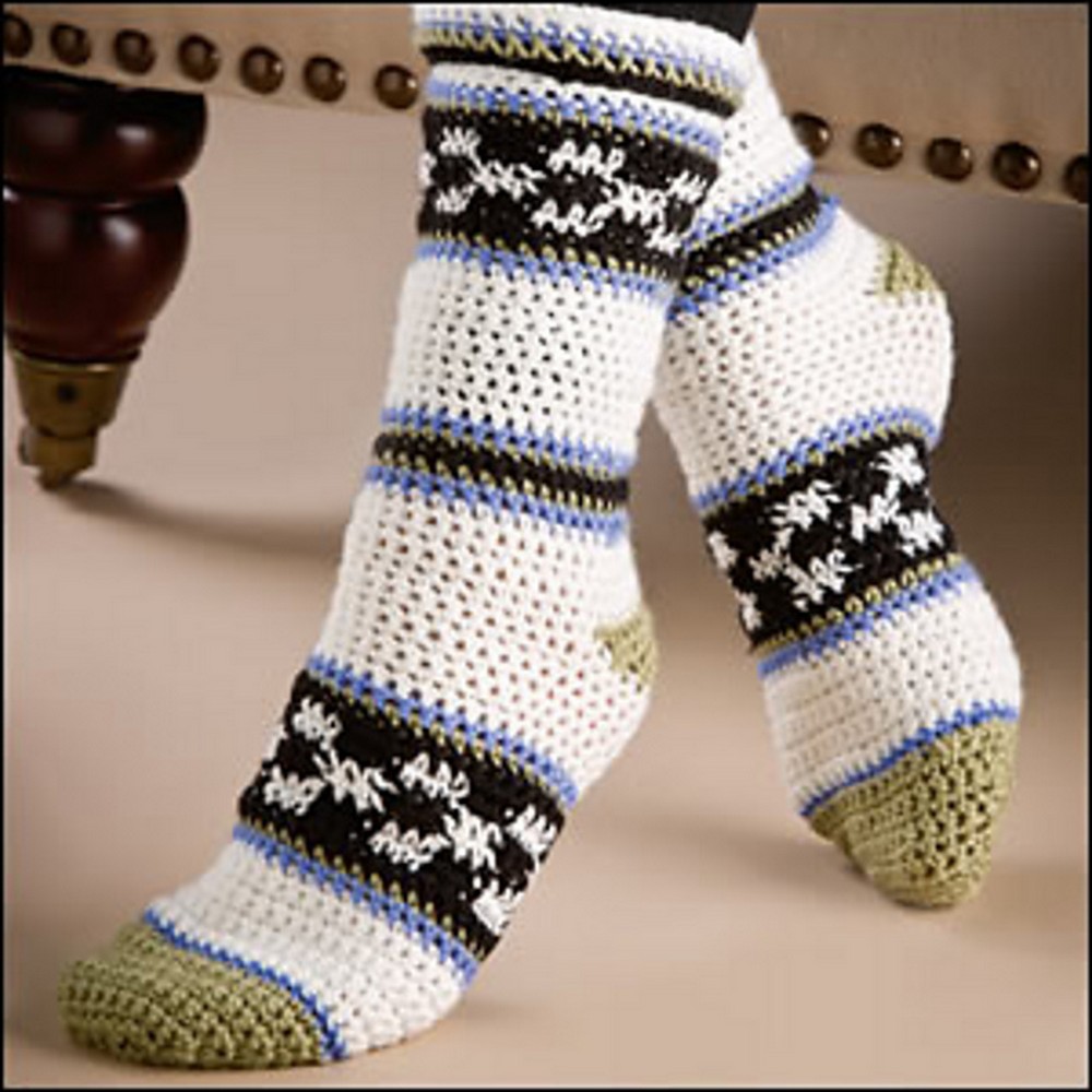 Free Crochet Checks & Stripes Socks