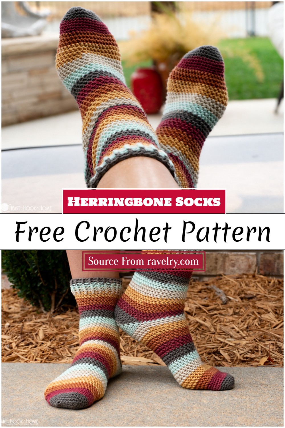 Free Crochet Herringbone Socks