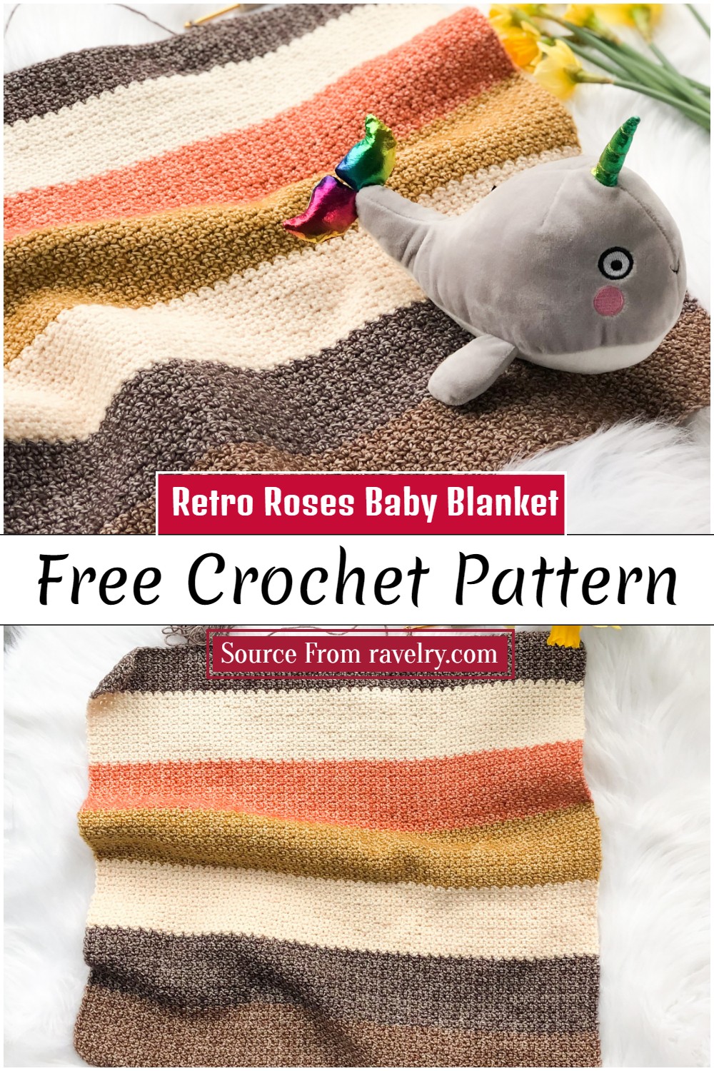 Free Crochet Retro Roses Baby Blanket