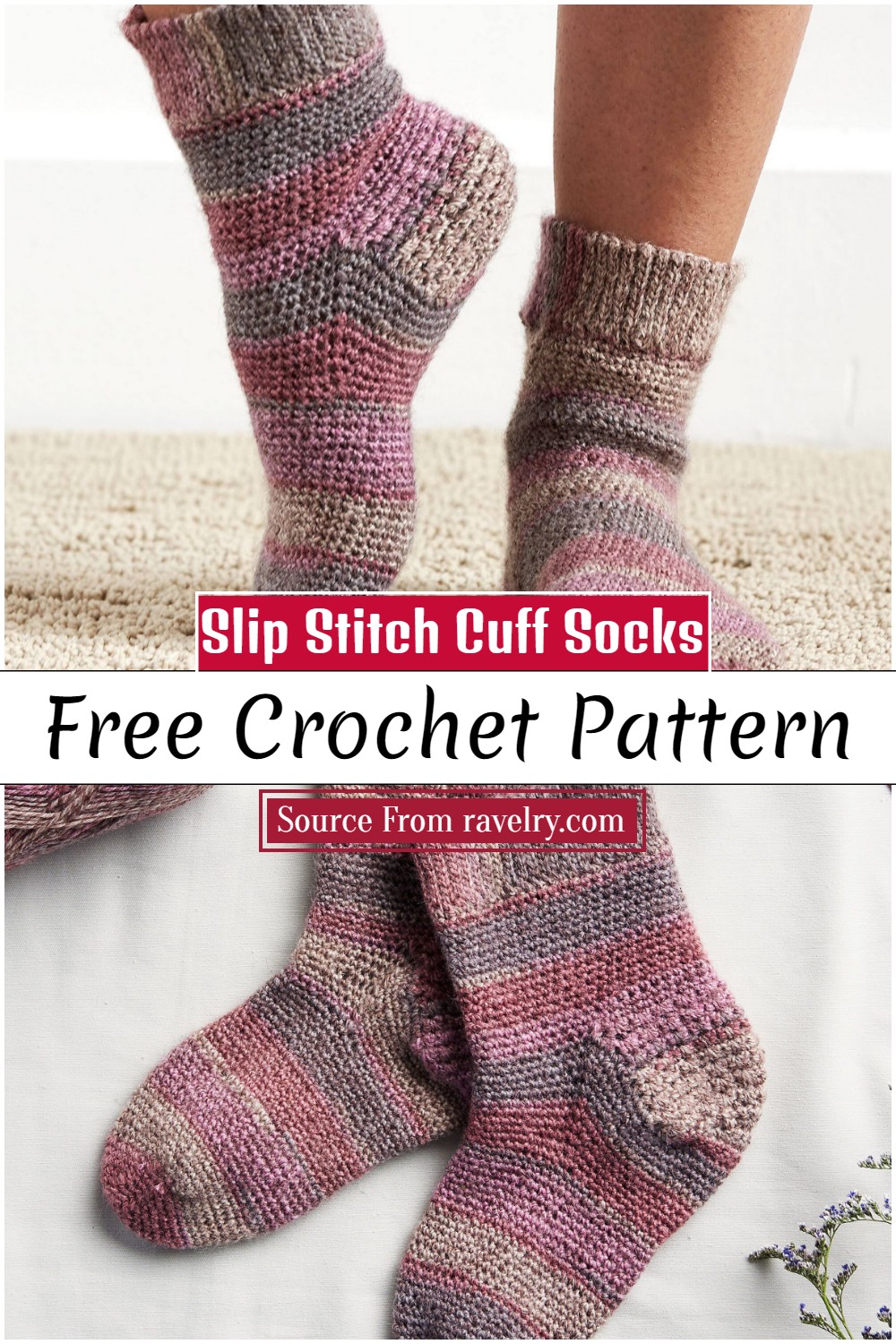 Free Crochet Slip Stitch Cuff Socks