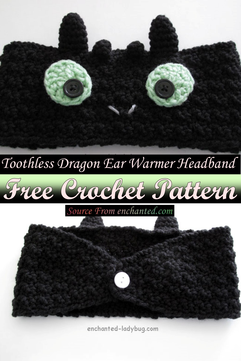 Free Crochet Toothless Dragon Ear Warmer Headband Pattern