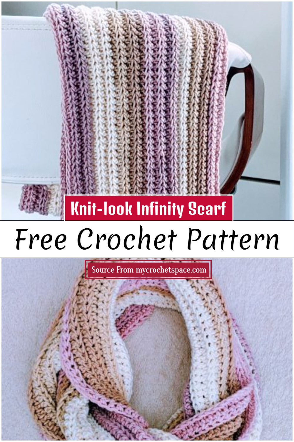 Knit-look Crochet Infinity Scarf Free Pattern