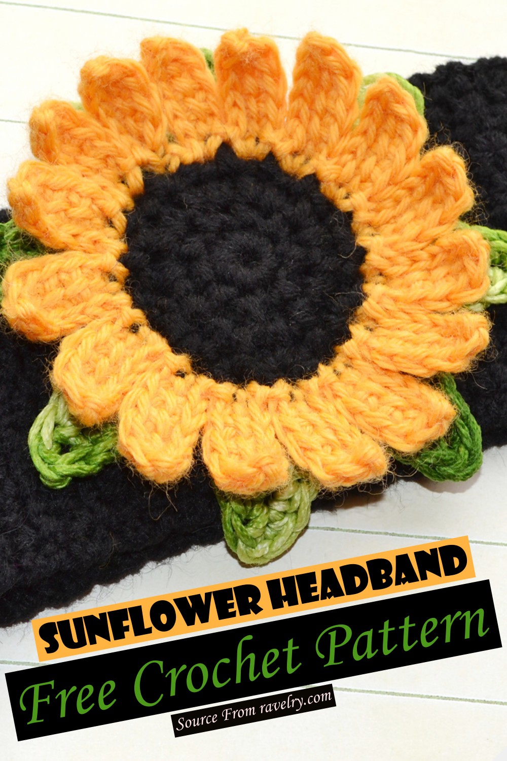 Sunflower Headband Free Crochet Pattern