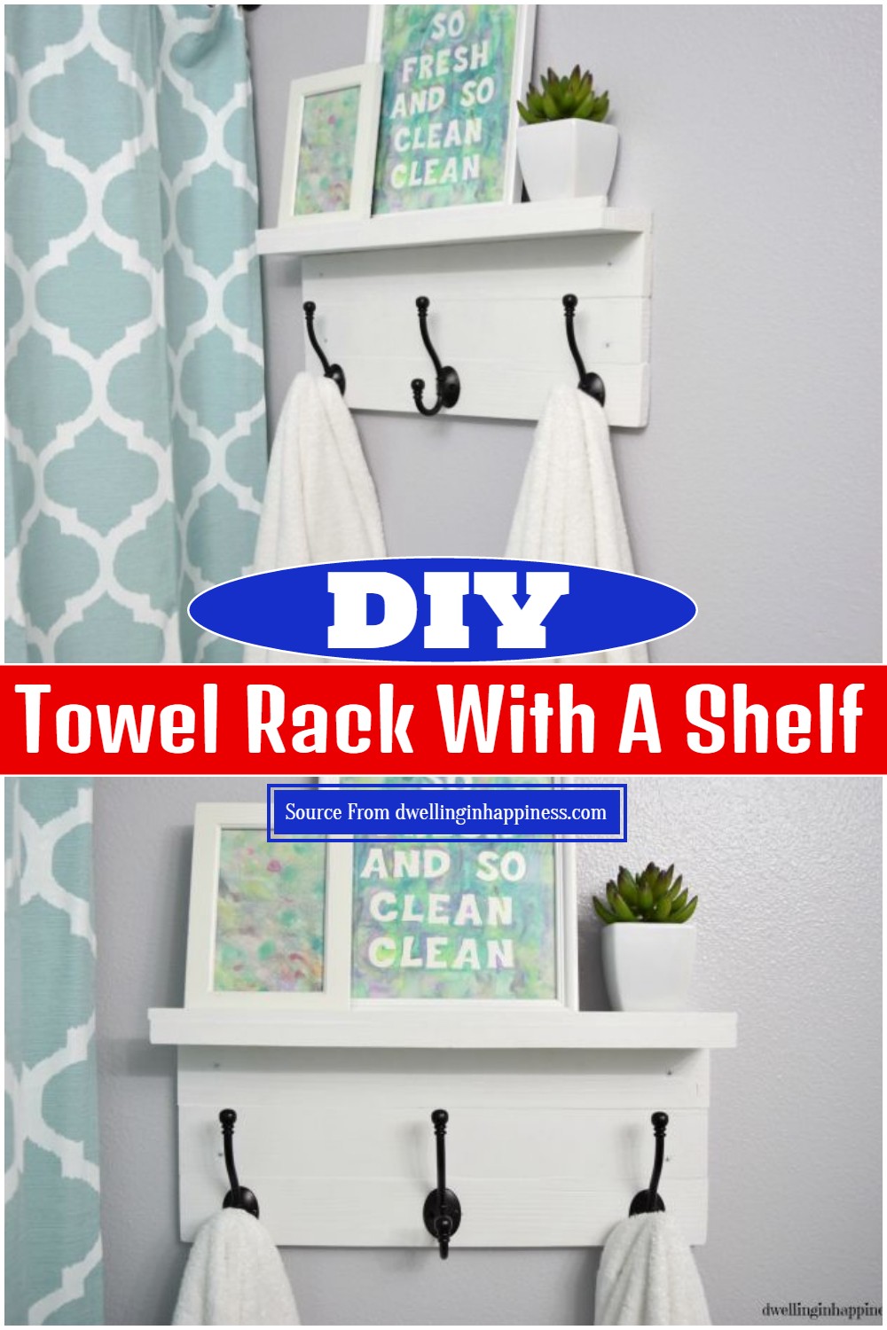 DIY Towel Rack With A Shelf
