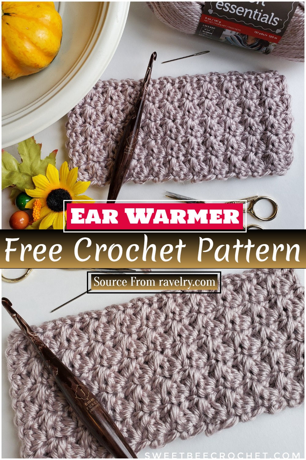 Free Crochet Ear Warmer Pattern Using Suzette Stitch