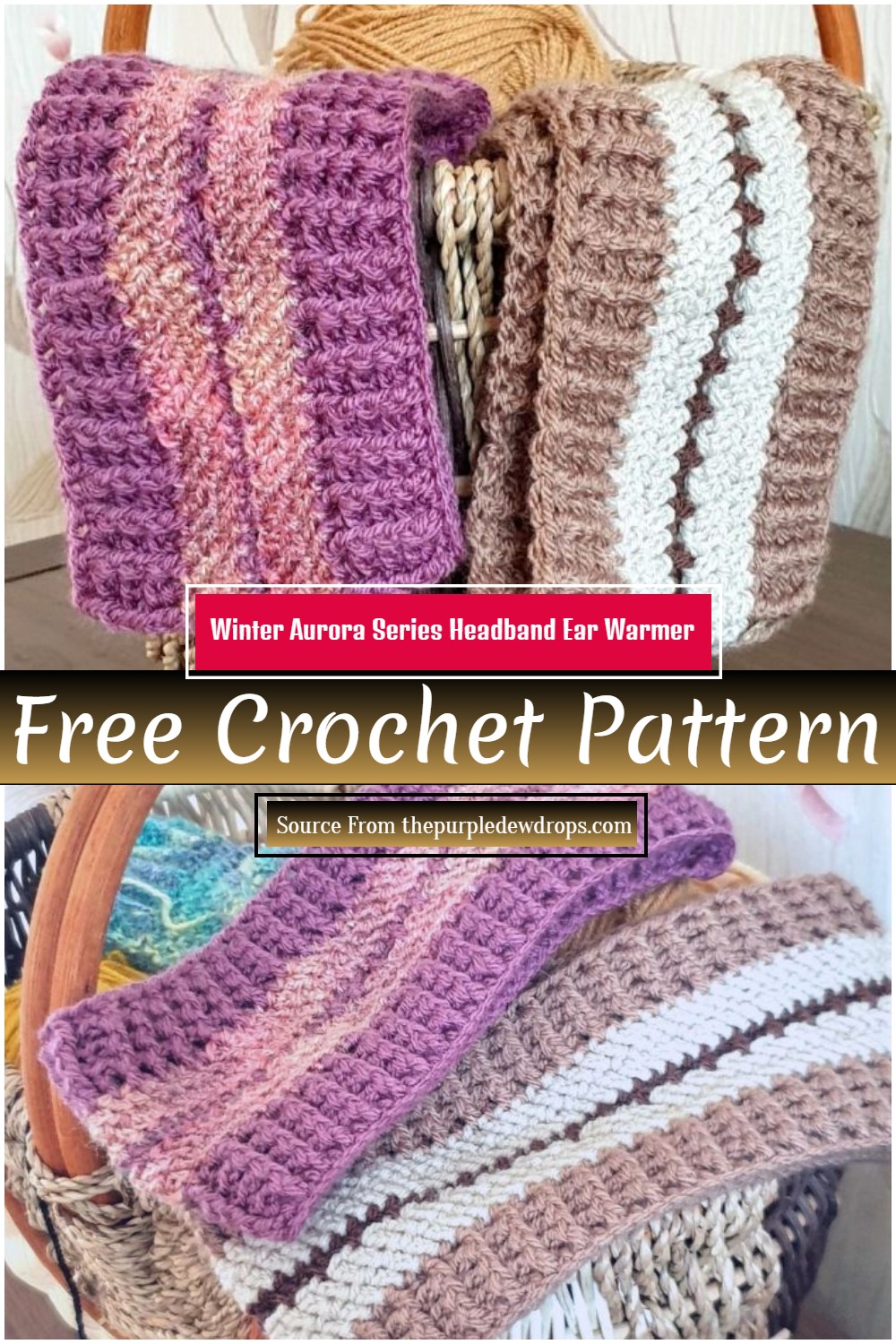 Free Crochet Winter Aurora Series Headband Ear Warmer Pattern