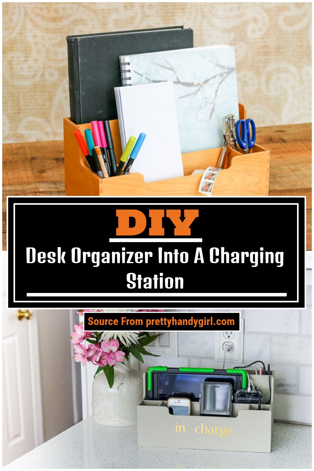 DIY Desk Organizer Into A Charging Station
