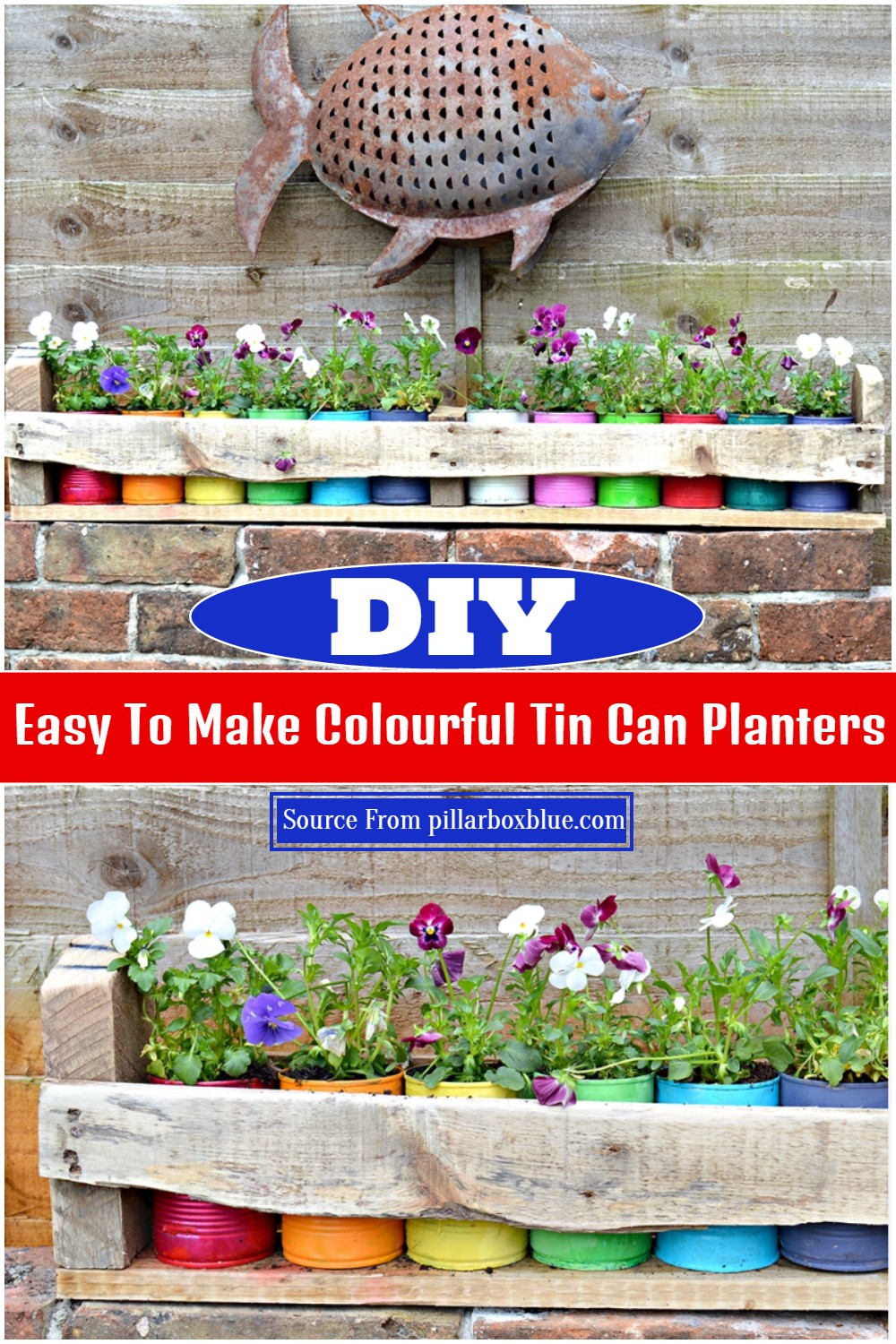 DIY Easy To Make Colourful Tin Can Planters