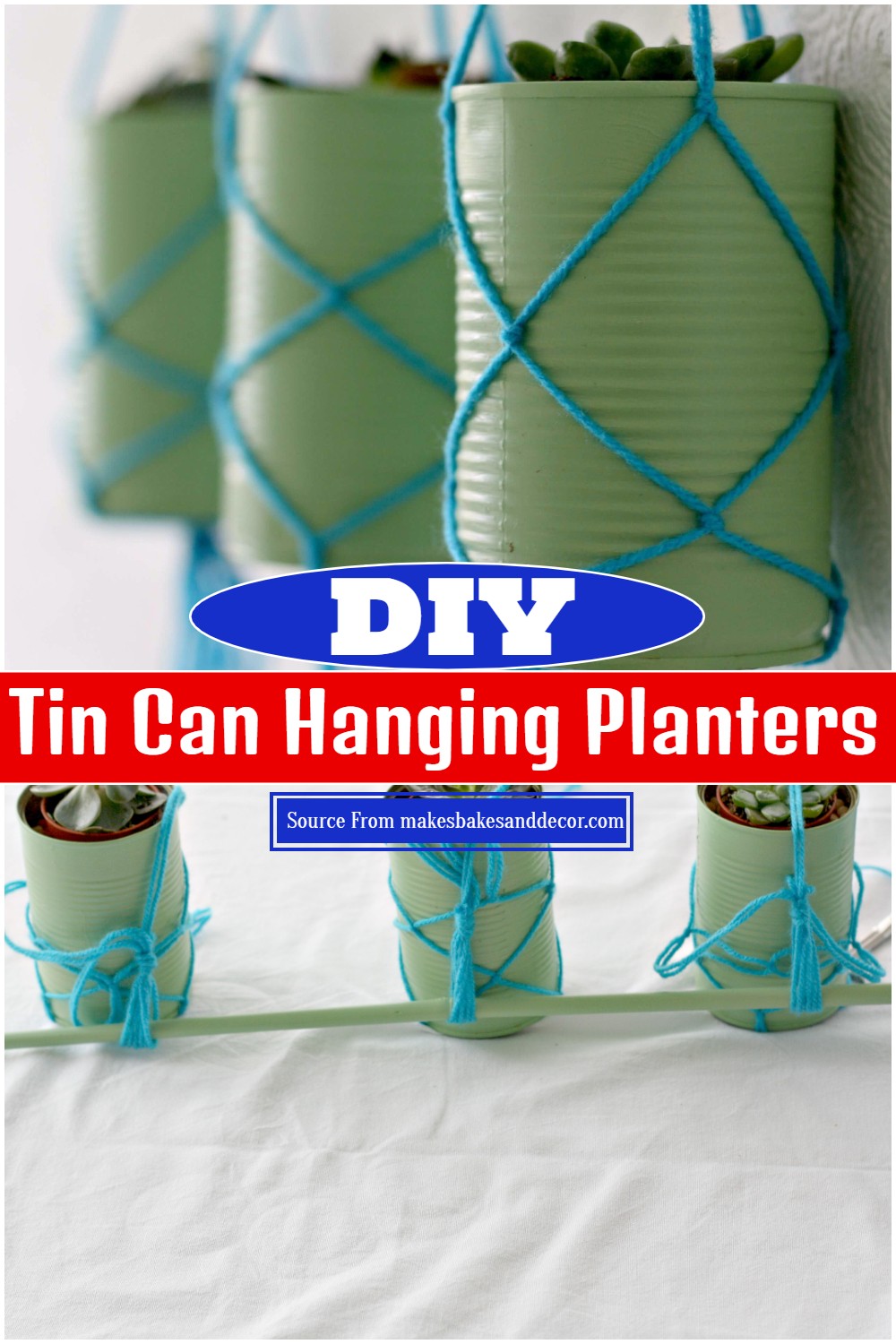 DIY Tin Can Hanging Planters