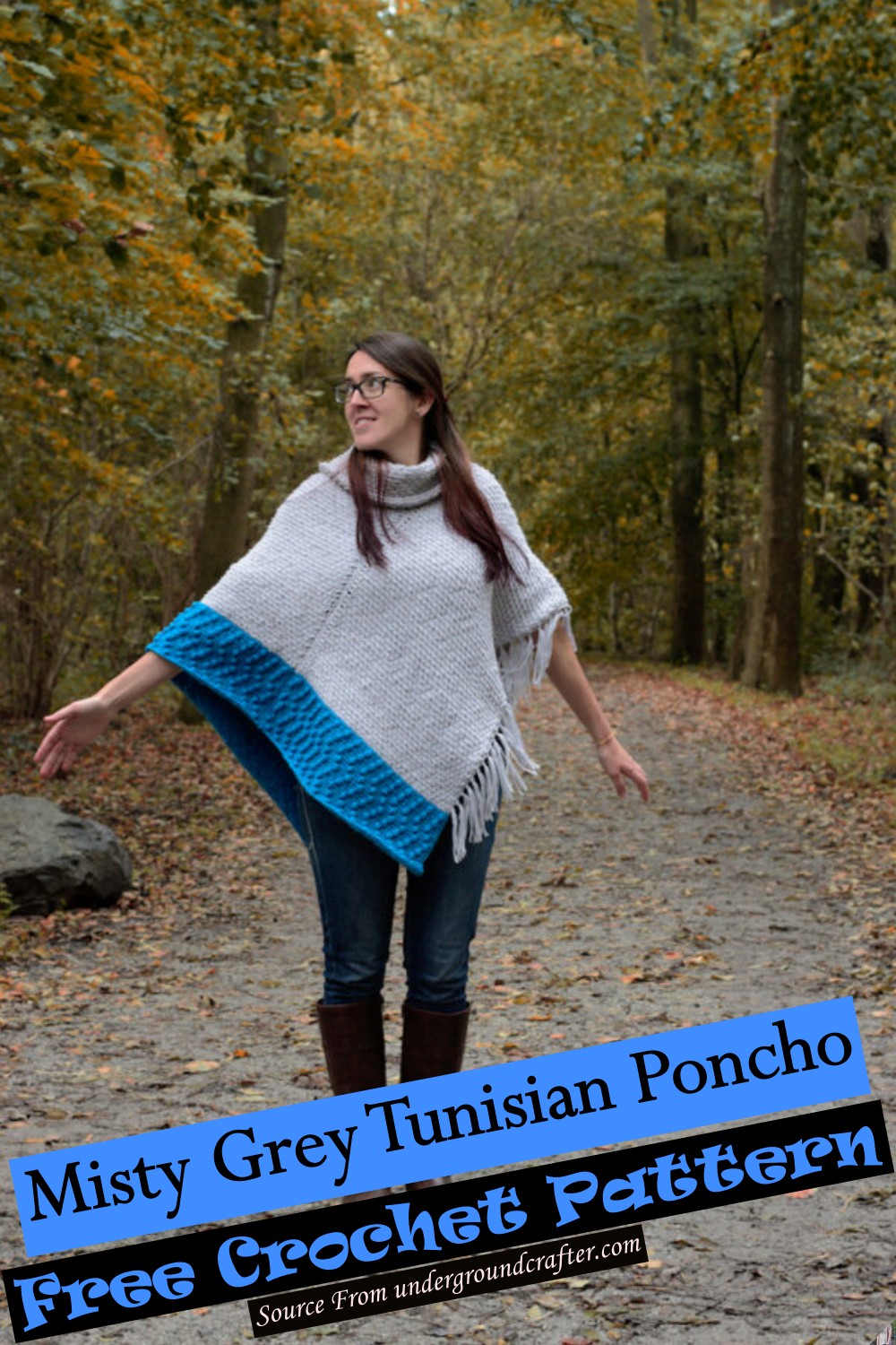 Misty Grey Tunisian Poncho Pattern