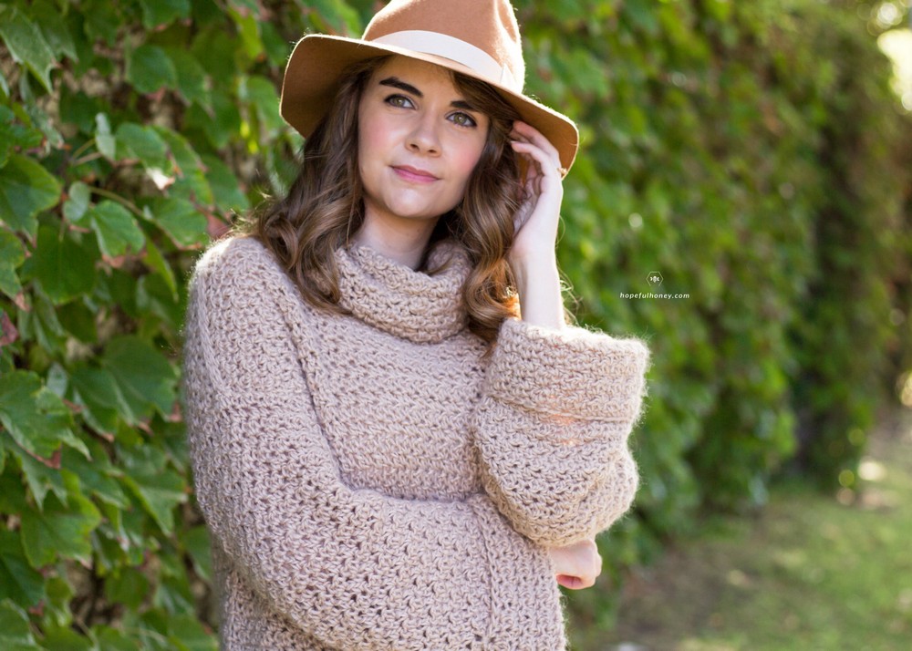 Crochet Fallow Fawn Roll Neck Sweater Pattern