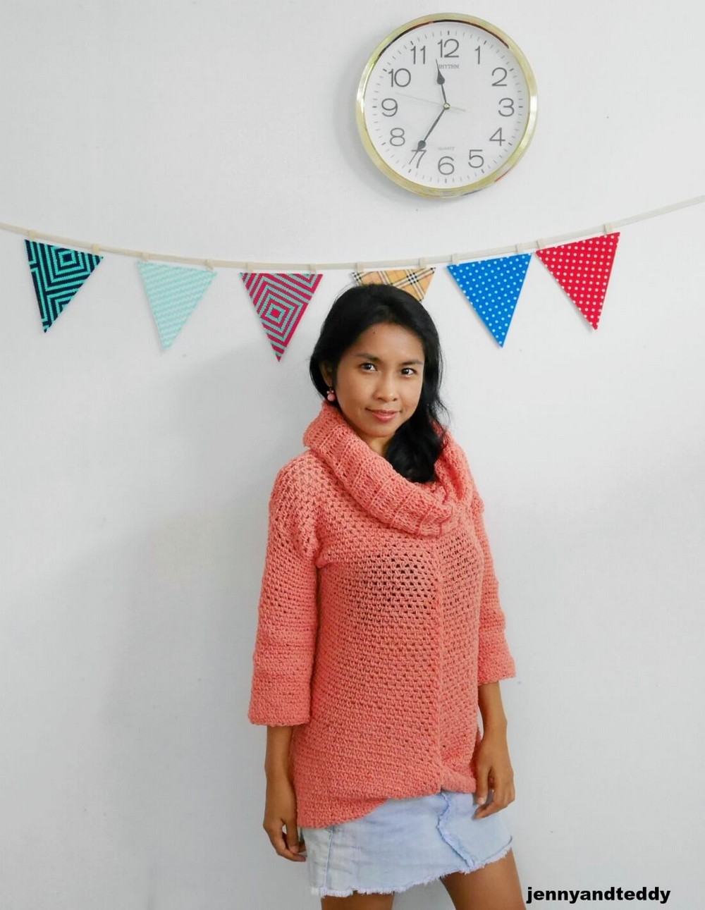 Crochet Simple Jane Cowl Neck Sweater Free Pattern
