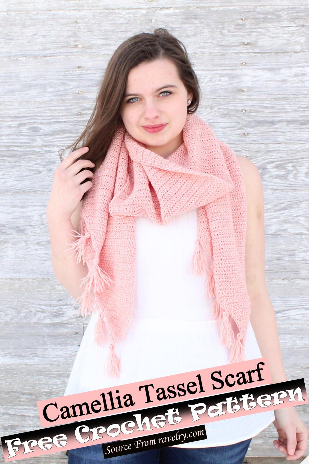 Free Crochet Camellia Tassel Scarf
