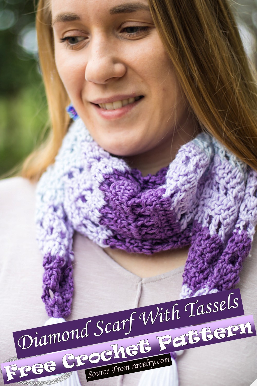 Free Crochet Diamond Scarf With Tassels