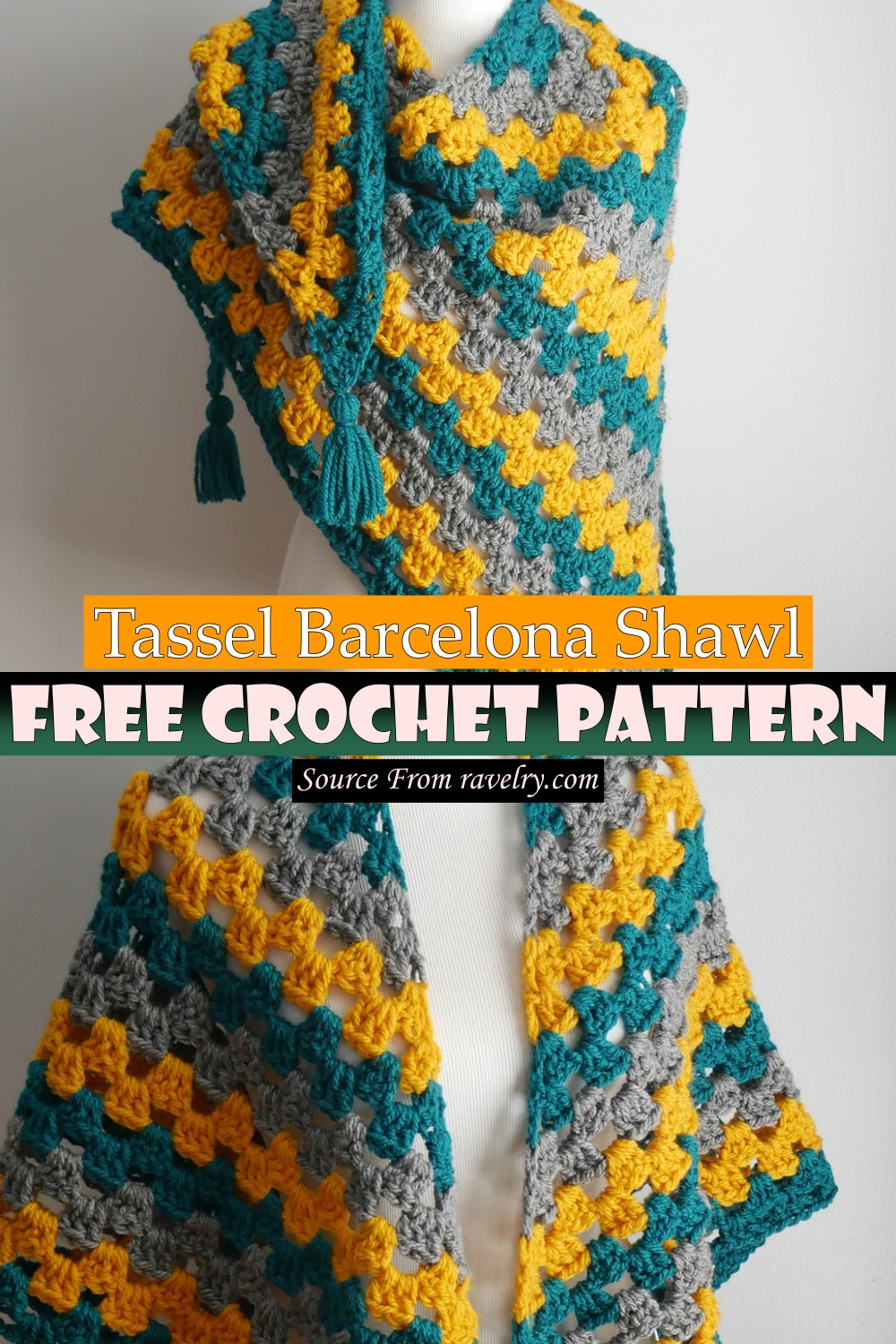 Free Crochet Tassel Barcelona Shawl