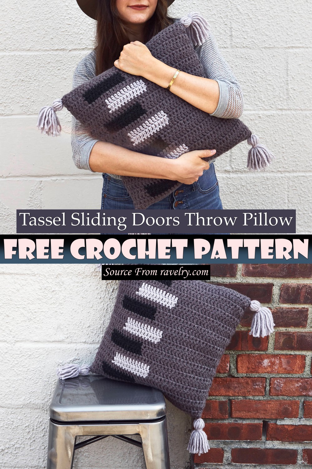 Free Crochet Tassel Sliding Doors Throw Pillow