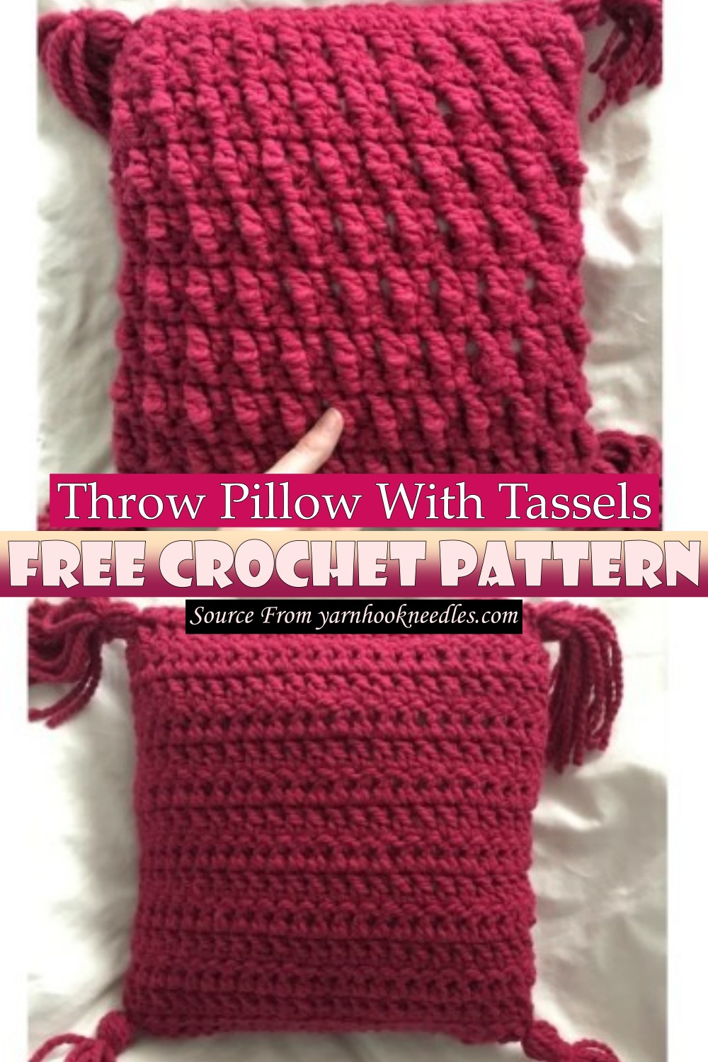 Free Crochet Throw Pillow With Tassels Pattern