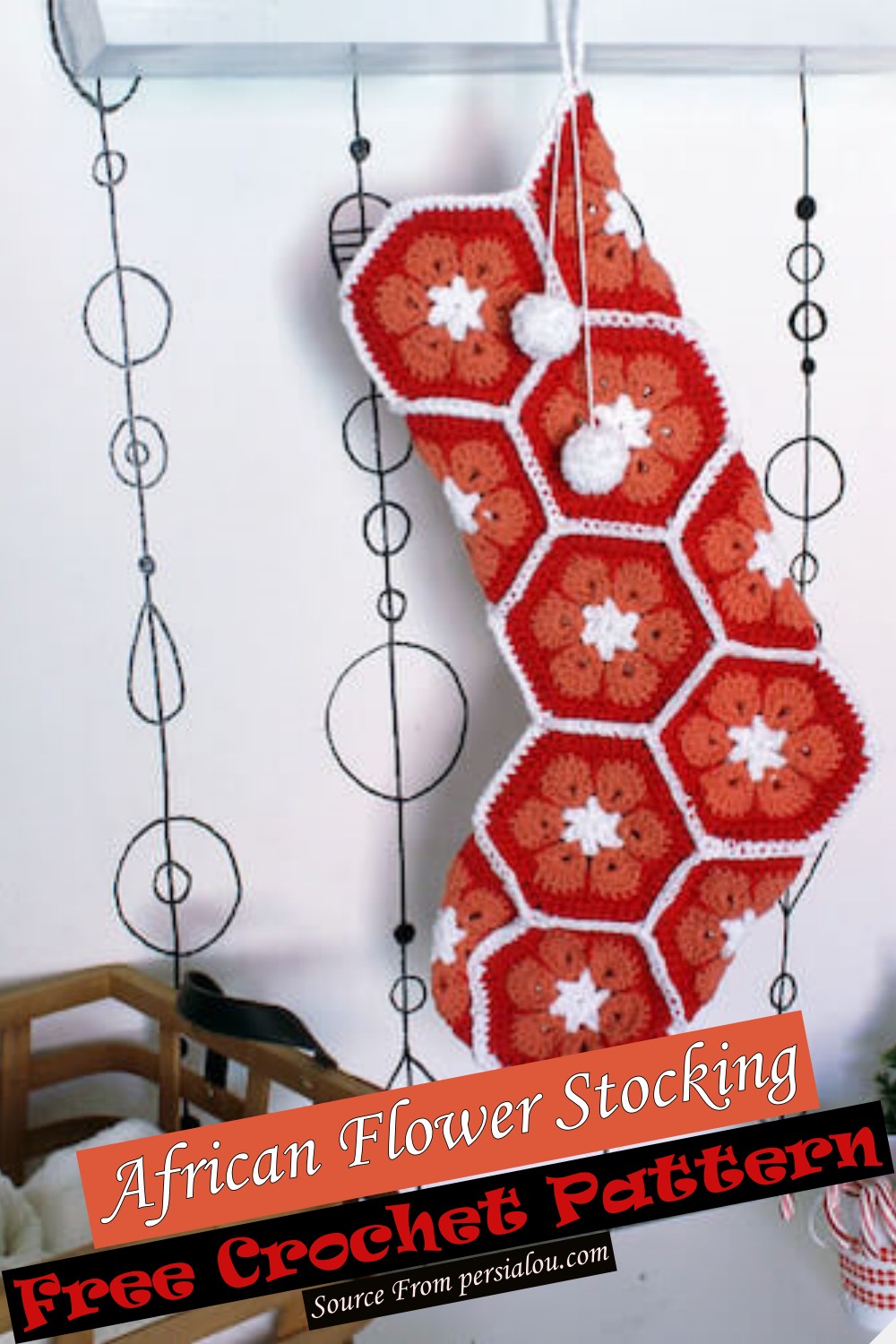 African Flower Crochet Stocking Pattern