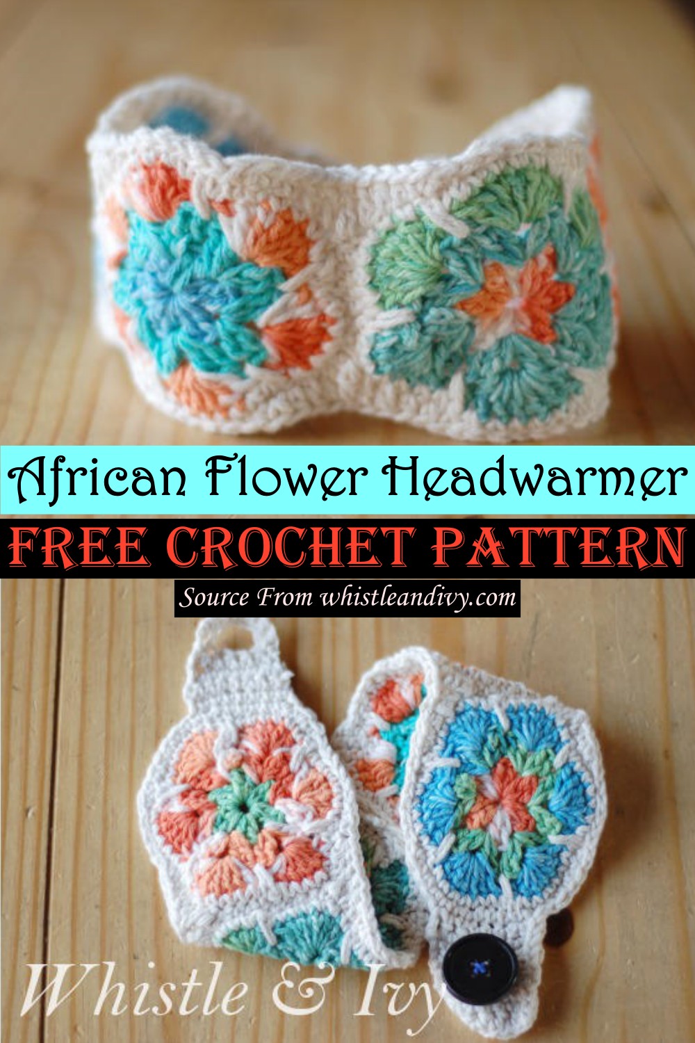 African Flower Headwarmer Crochet Pattern