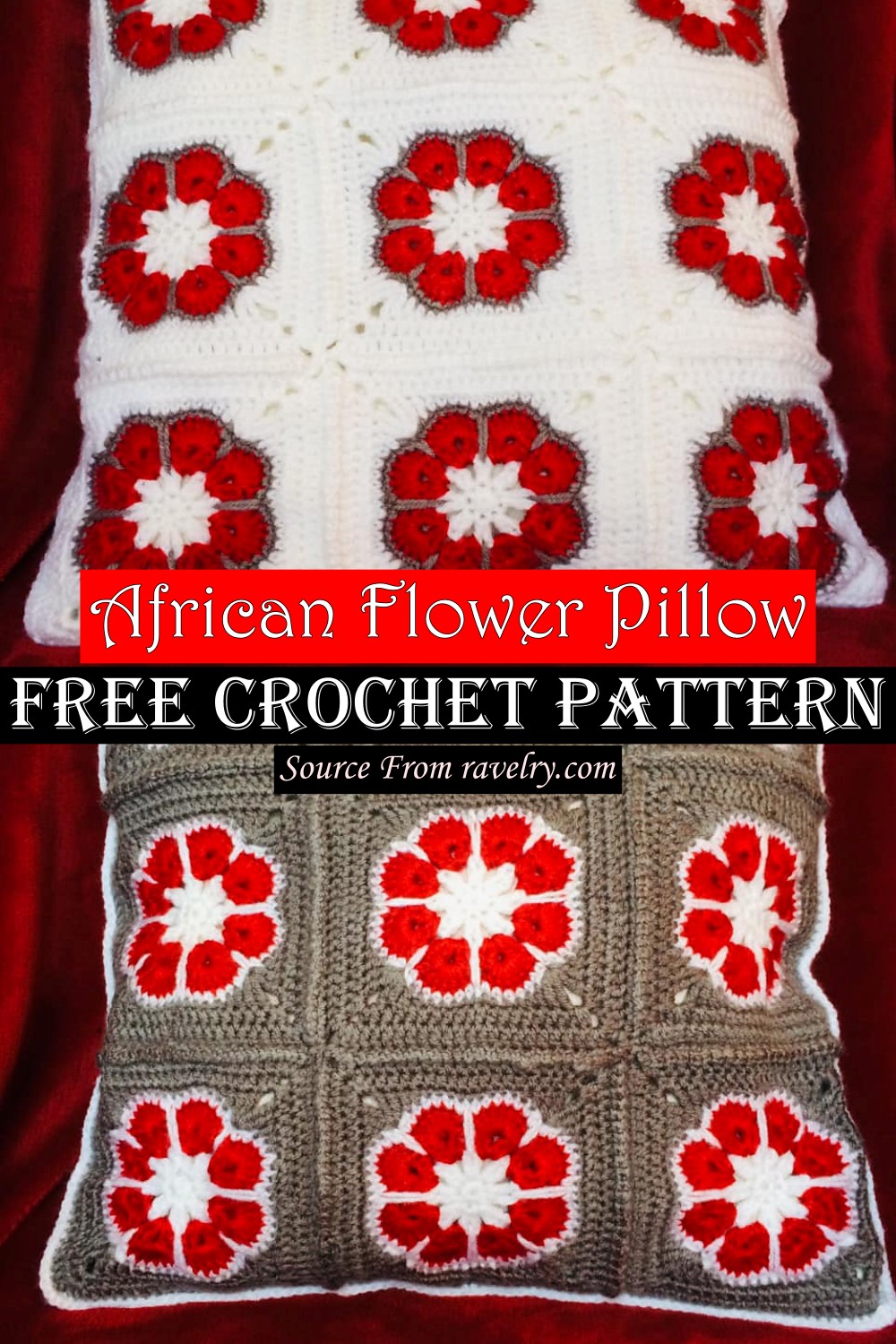 Crochet African Flower Pillow Patterns