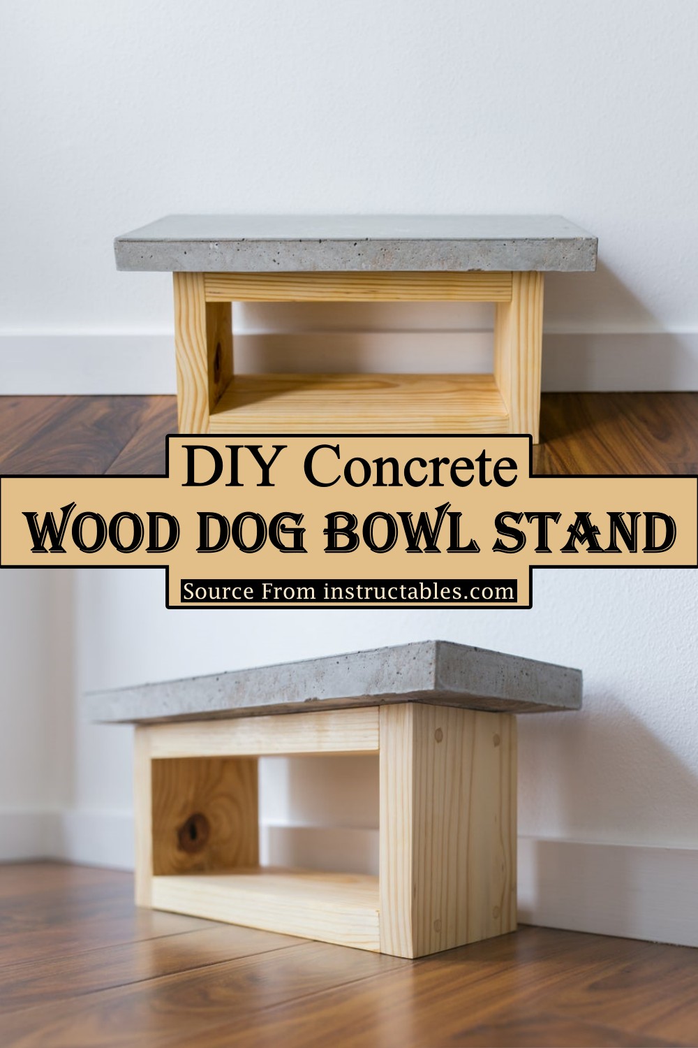 DIY Concrete/Wood Dog Bowl Stand