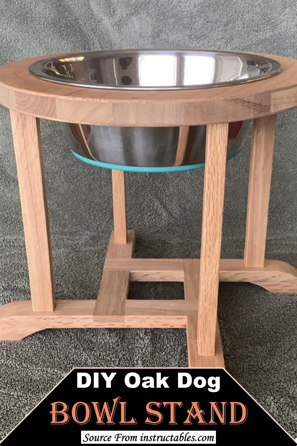 DIY Oak Dog Bowl Stand