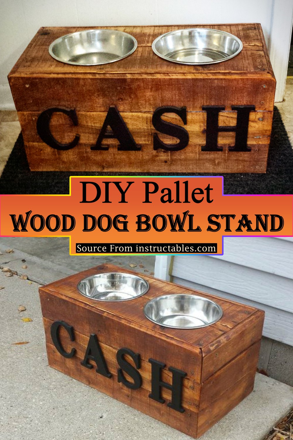 DIY Pallet Wood Dog Bowl Stand