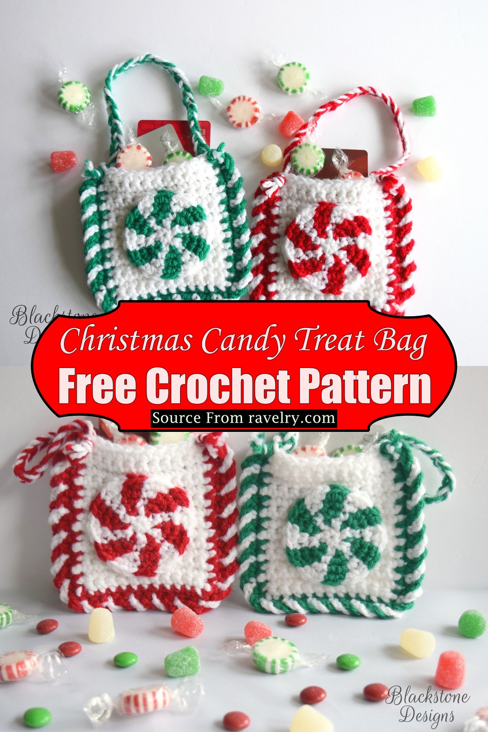 Crochet Christmas Candy Treat Bag Pattern