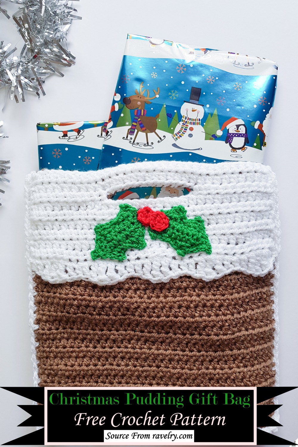 Crochet Christmas Pudding Gift Bag Pattern
