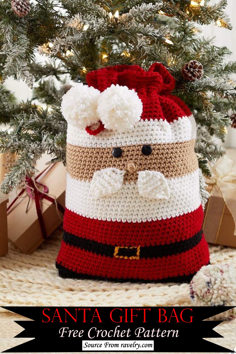 Crochet Santa Gift Bag Pattern
