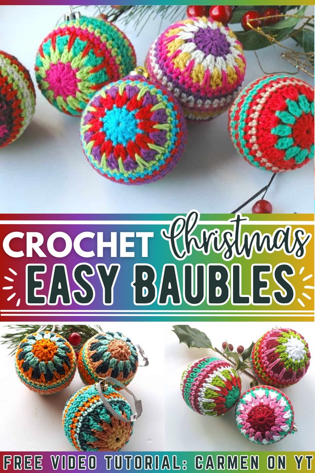 Easy Crochet Christmas Baubles